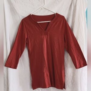 Coldwater Creek  women's detailed V neck 3/4 long sleeve pullover top